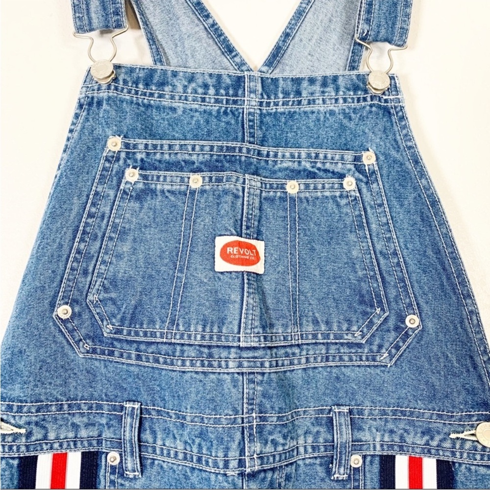 Deadstock Vintage Revolt Jeans Blue Denim Overalls with Stripe Accents - Picture 4 of 11